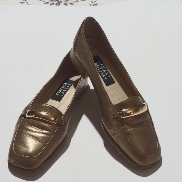 Stuart Weitzman Gold Loafers - Picture 1 of 13